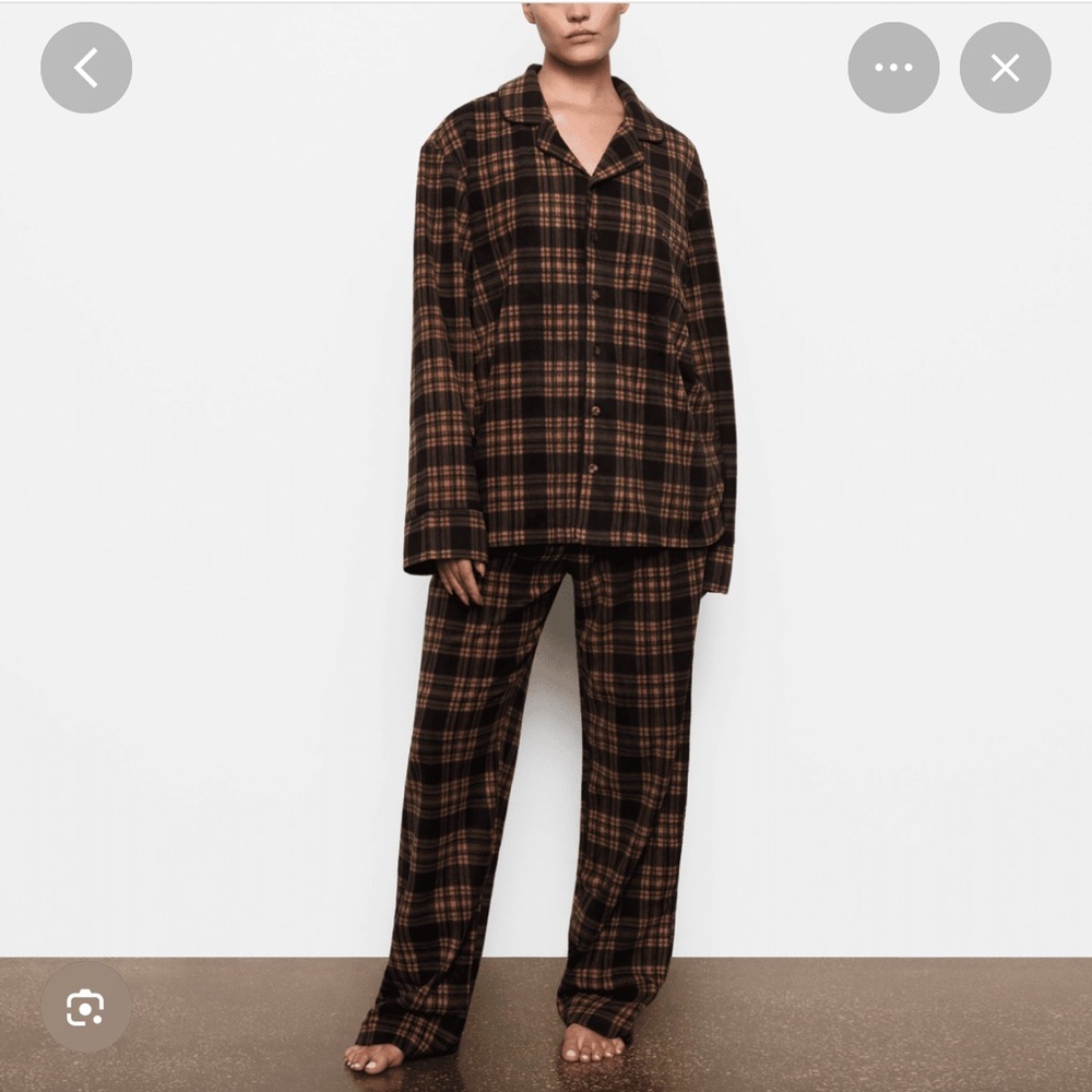 Skims Fleece Plaid Sleep Set Sienna Plaid